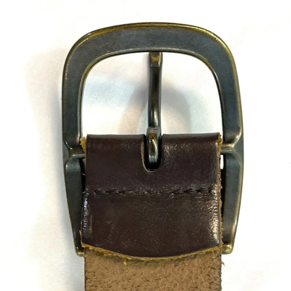Wrangler Mens Leather Belt 36 Frame Style Buckle Brown Heavy Duty 32-41